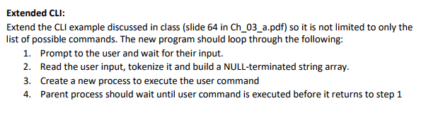  Extended CLI: Extend the CLI example discussed in class (slide 64