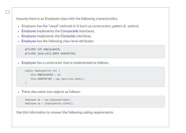 Question 31: Write the appropriate method so that Employee actually implements