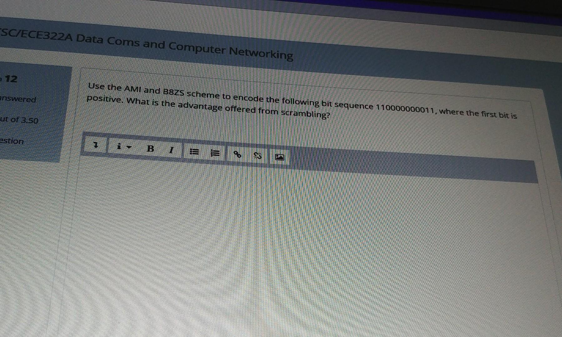 SC/ECE322A Data Coms and Computer Networking 12 Use the AMI and