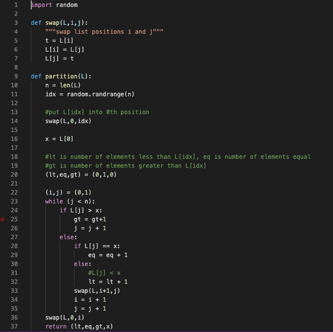 The code for the selection algorithm is written in python. As pointed
