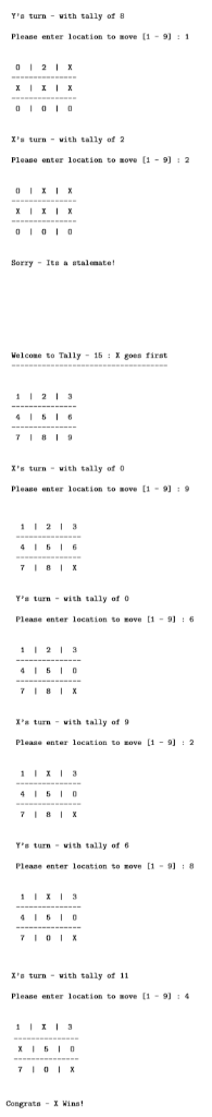 Java program that plays a variation of the game Tic-Tac-Toe: Tally-15 .
