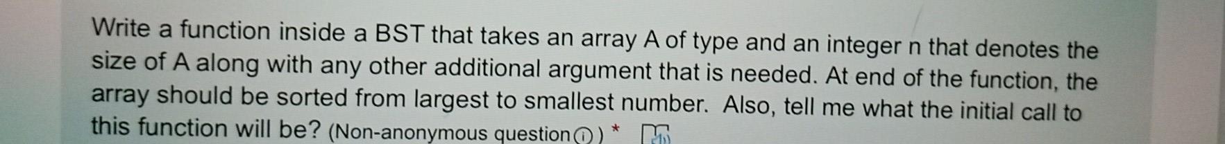 of type and an integer n that denotes the size of A.