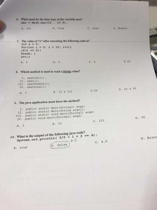  What must be the data type of the variable max? max