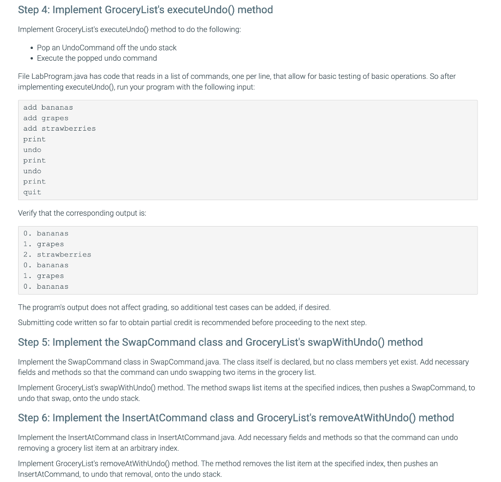 implemented. Step 1: Inspect the UndoCommand abstract base class The read-only UndoCommand.java