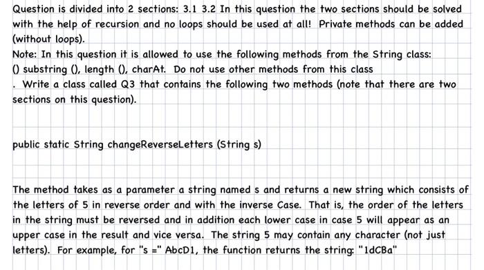 please explain the code Question is divided into 2 sections: 3.1 3.2