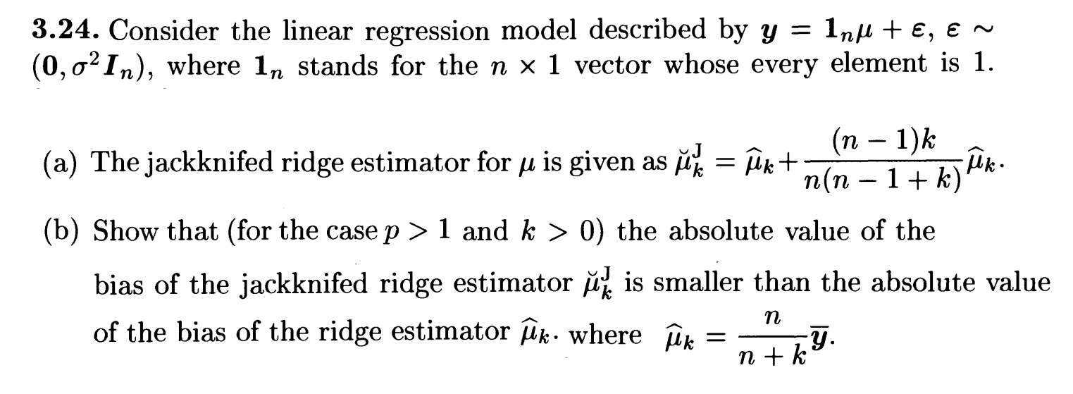 PLEASE SOLVE THIS PROBLEM 3.24. Consider the linear regression model described by