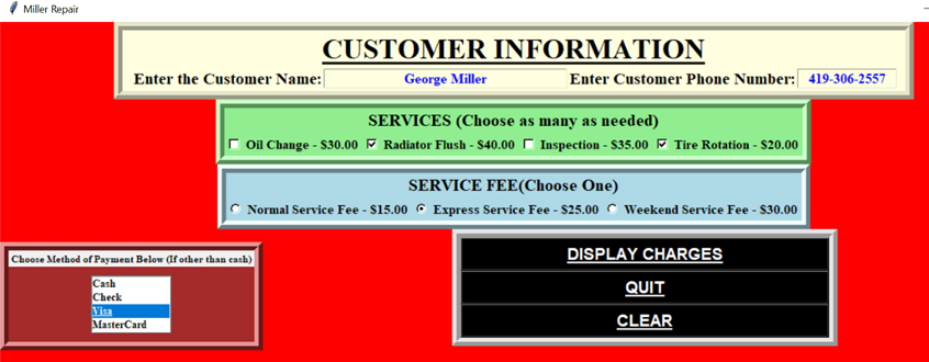 Create a graphical user interface (GUI), in a Python class, for a