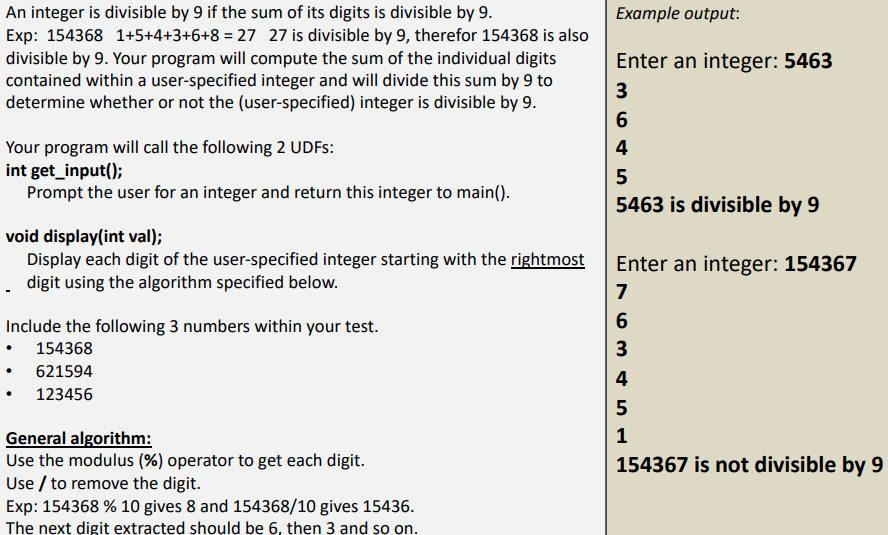  ubuntu programming Example output: An integer is divisible by 9 if