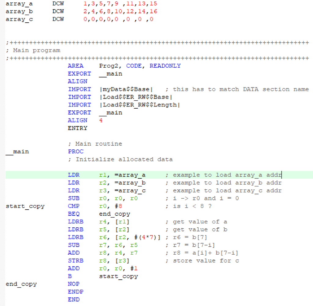 Please help me Convert the following C code into an ARM assembly