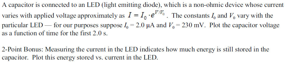  How would you program the plot using python? A capacitor is