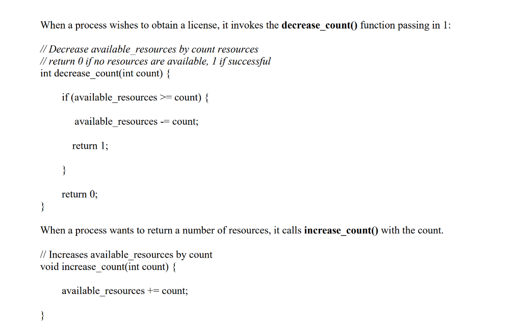 Operating Systems question The following program segment is used to manage a