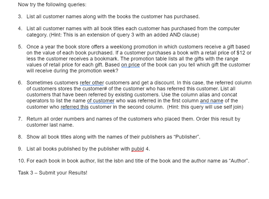 4. List all customer names with all book titles each customer has