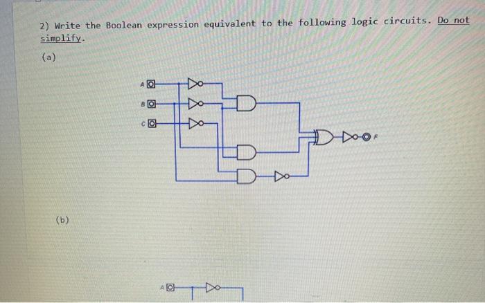  computer architecture 2) Write the Boolean expression equivalent to the following