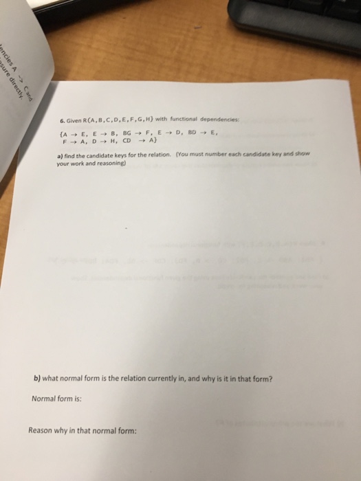  Given R (A, B, C, D, E, F, G, M} with