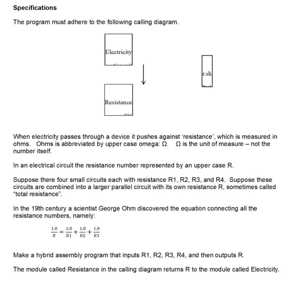 Make a hybrid assembly program that inputs R1, R2, R3, R4, and