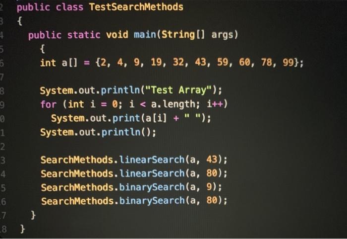 For this activity you will implement linear and binary search algorithms. There