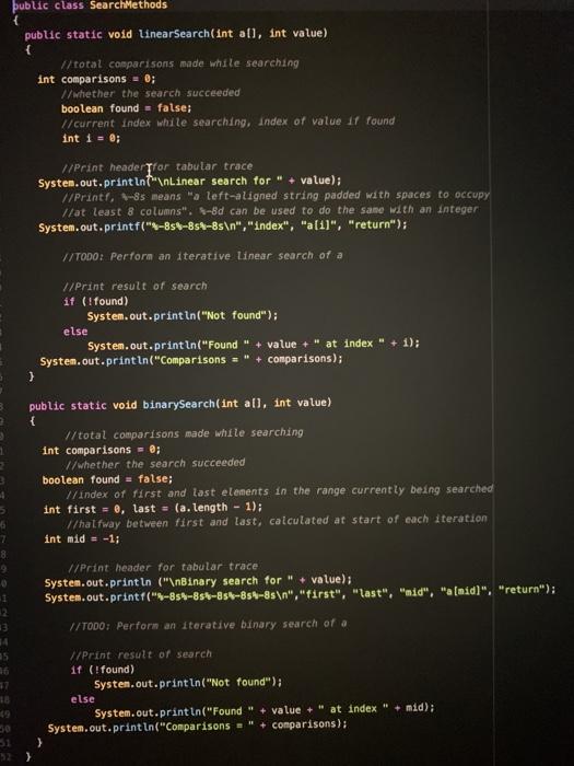 is a test class (TestSearchMethods.java) in the starter code that you can