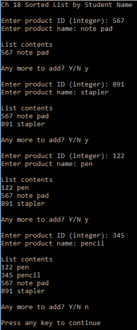 written in c# please :) A SortedList structure will sort the contents