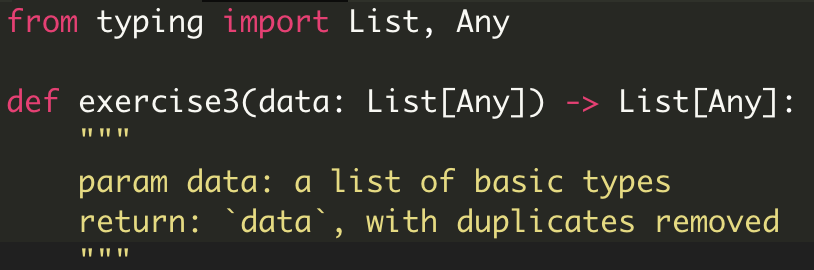 import List, Any def exercise2(data: List[List[Any]]) -> Any: INI param data: input
