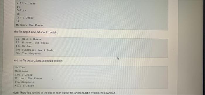 your input and output with the answer 9.10 LAB: Sorting TV Shows