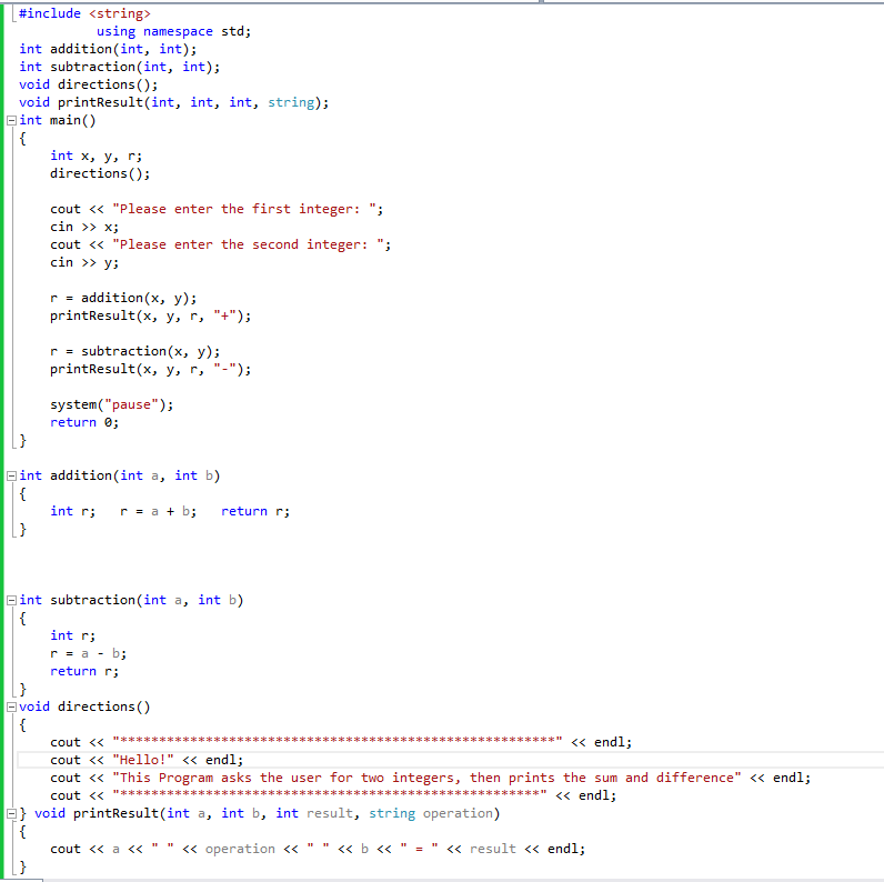 Identify the functions of the program and each function's prototype, argument,
