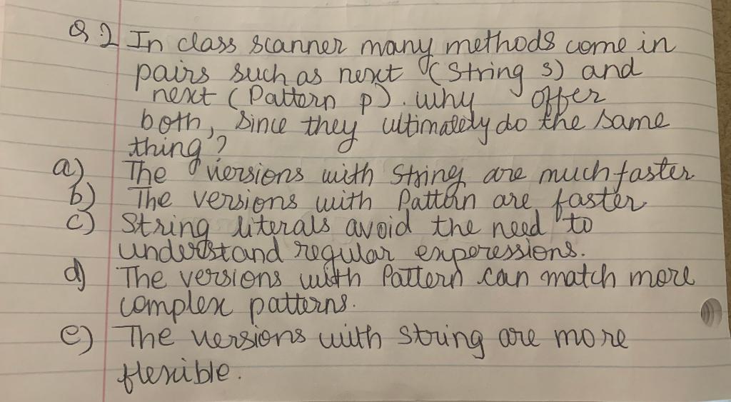  IN JAVA, CHOOSE THE RIGHT OPTION. & 2 In class scanner