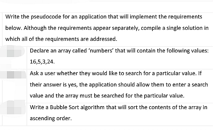  PSEUDOCODE PLEASE!! Write the pseudocode for an application that will implement
