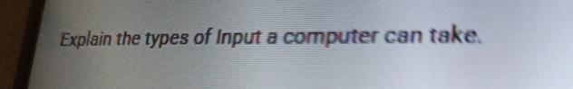  Explain the types of Input a computer can take. 