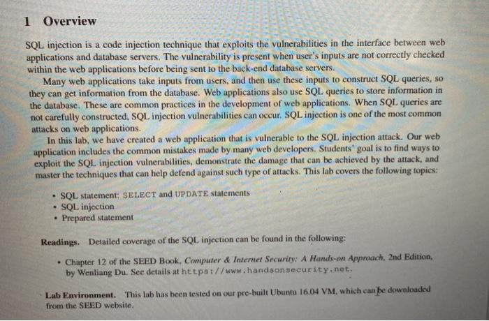 Familiar with SQL Statements The objective of this task is to get