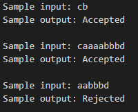 Write a program to recognize strings under 'ca*b+d*' [Here * means