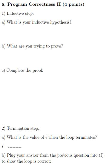 to show that the code below correctly computes k-0 (this sum represents