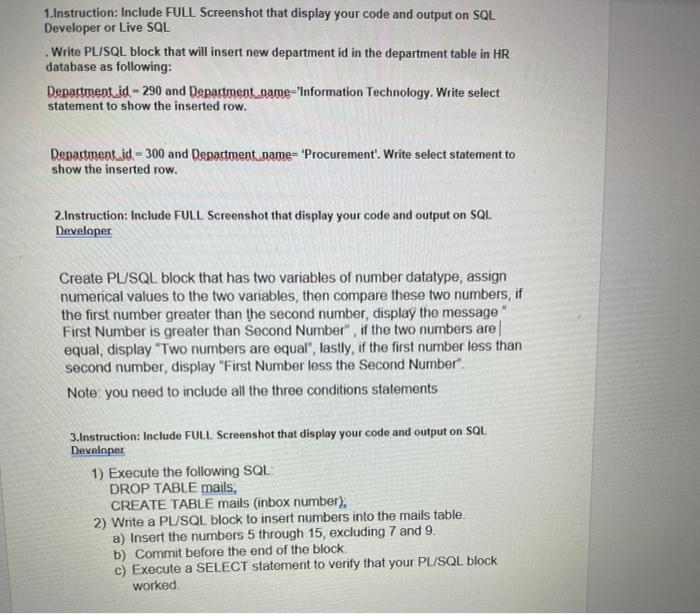  1.Instruction: Include FULL Screenshot that display your code and output on