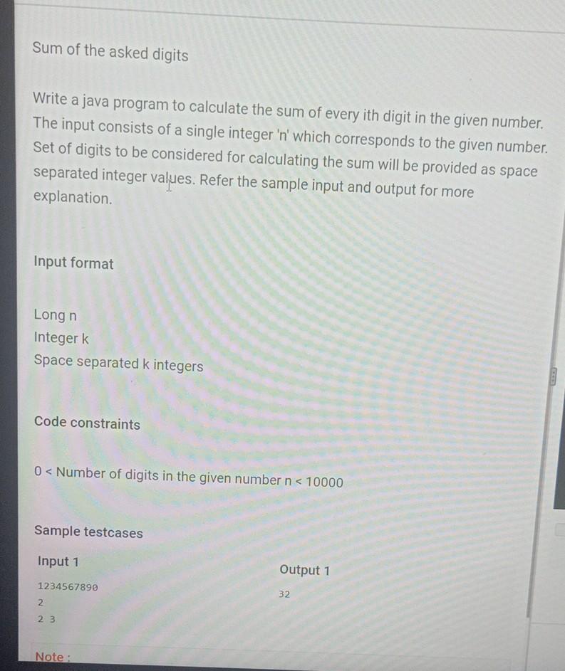  please do in 10 minutes , in java codes Sum of
