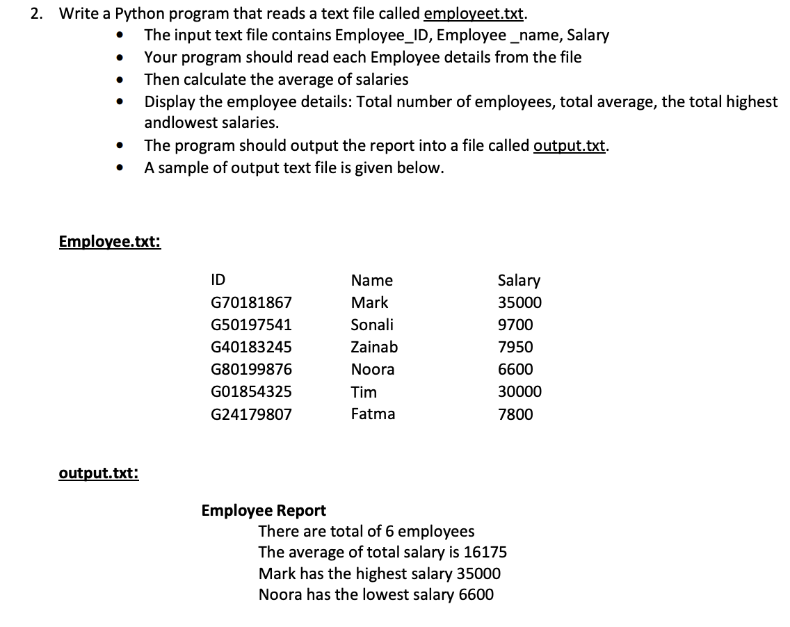  2. Write a Python program that reads a text file called