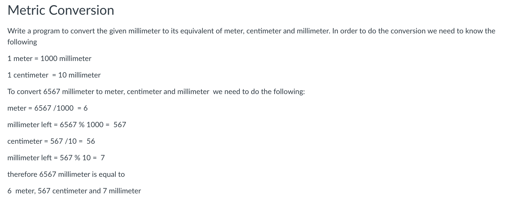 on the metric conversion page before doing the assignment. - This assignment