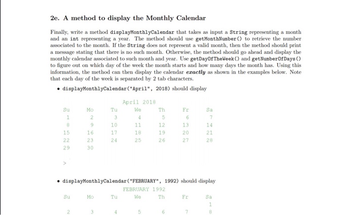 you will need to implement al the methods listed below. All the