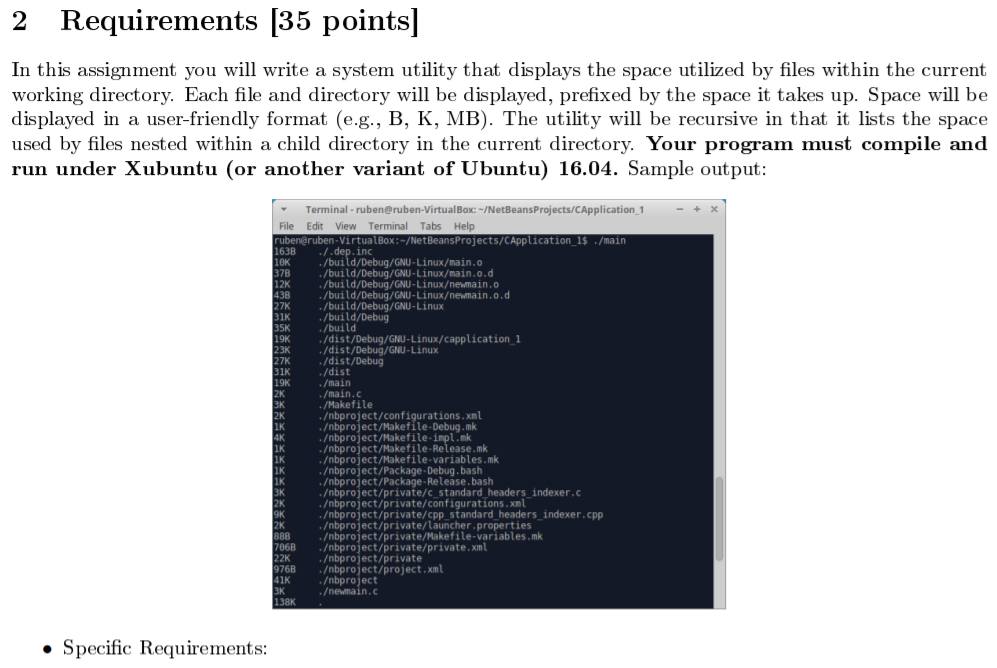 Write a system utility that shows the space used by files within