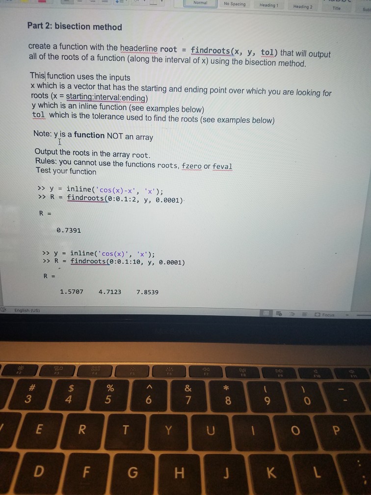 it is MATLAB Normal No Spacing Heading 1 Heading 2 Part