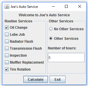 Develop a GUI based application that displays the total cost for a