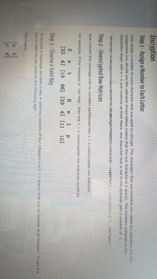  All code should be in Python 3. Encryption Step 1 -Assign