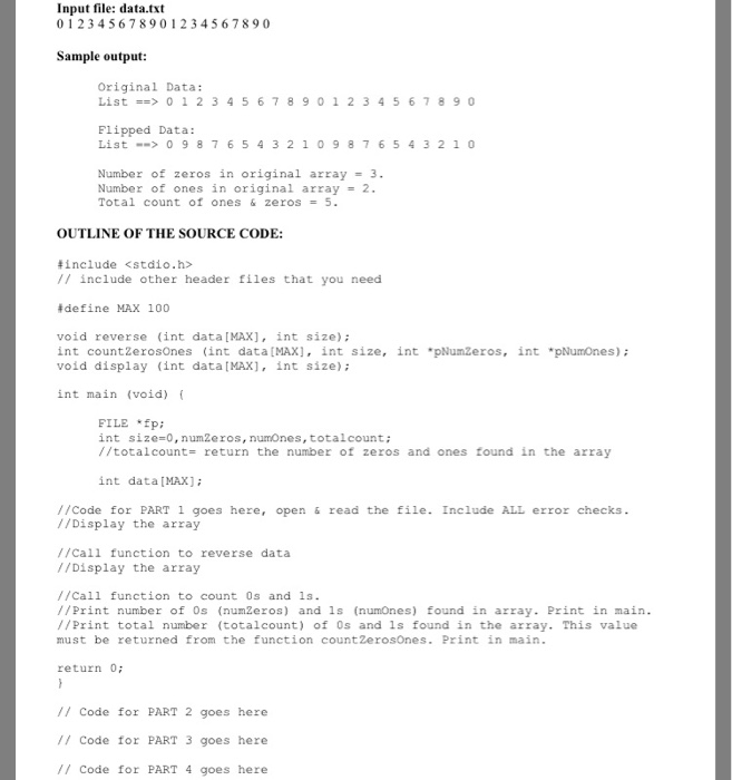 the use of an array and 3 functions and follows the instructions