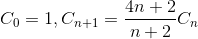 a list of the Catalan numbers {1,2,5,14,42,132,}{1,2,5,14,42,132,}, defined by the recursion relation