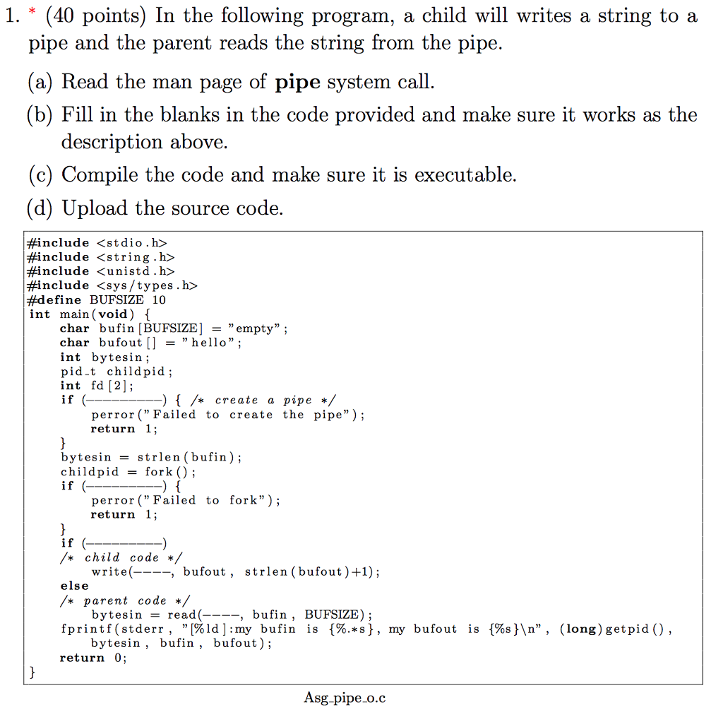 1. * (40 points) In the following program, a child will
