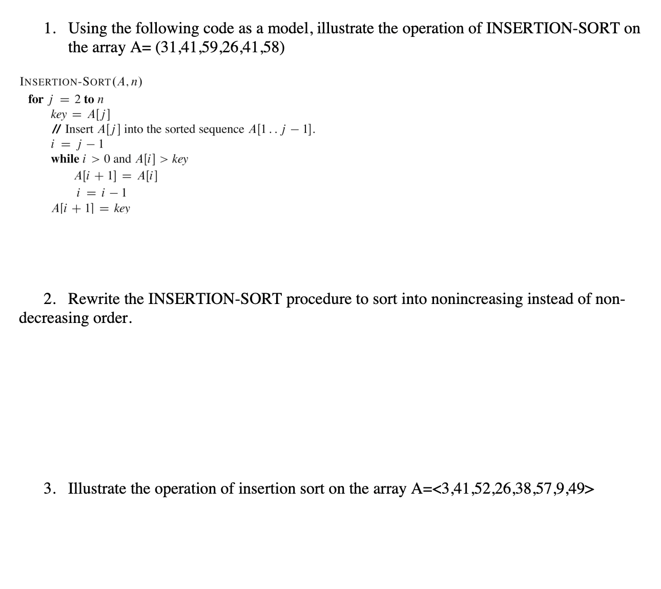  1.Using the following code as a model, illustrate the operation of