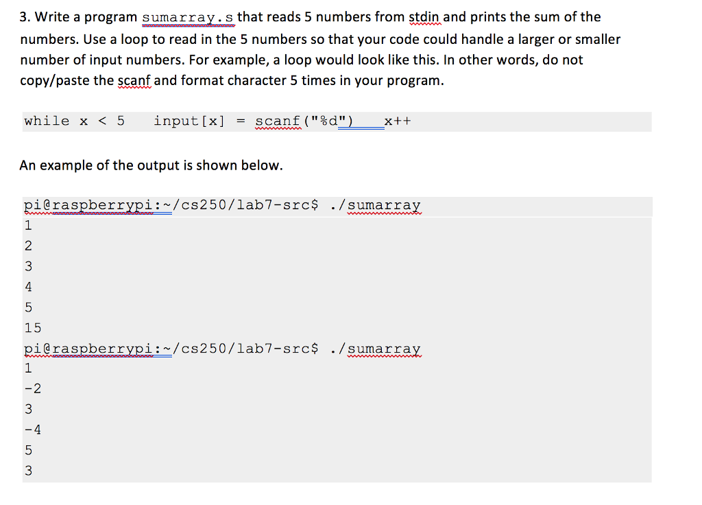 Need in arm assembly language . Write a program sumarray.s that