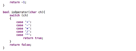 includes +,-, * and / to postfix. int main(int argc, const char