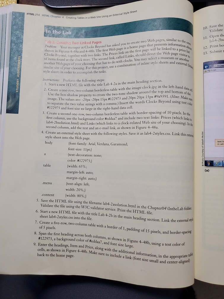  i need help completing HTML 214 HTML Chapter Crating Tables in