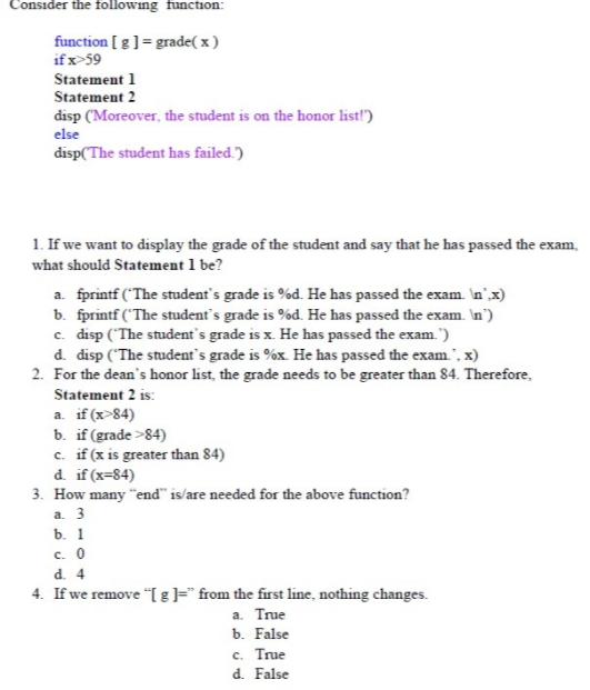 Matlab - Computer Science Consider the following function: function [ 8 ]