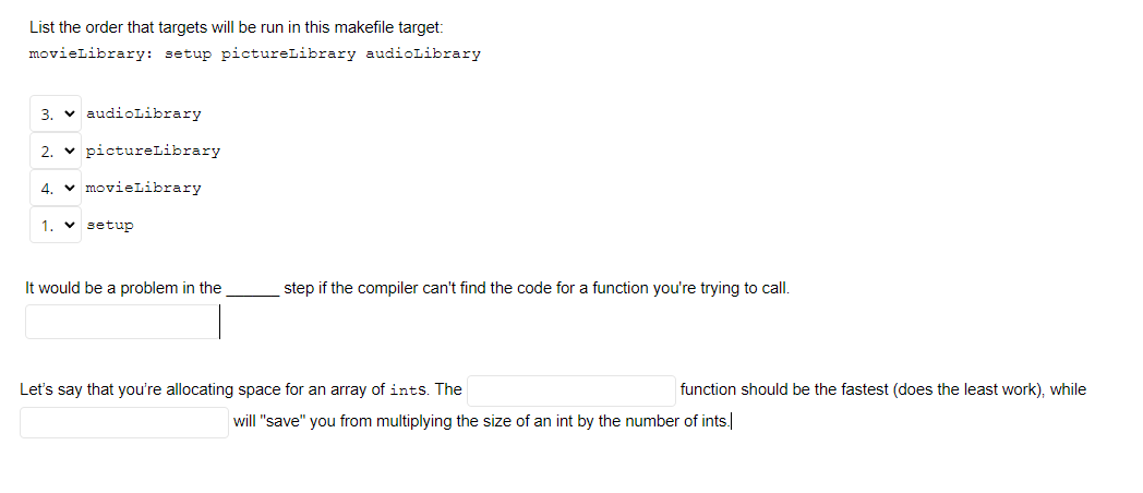Topic is Linux Build System and C++ List the order that targets