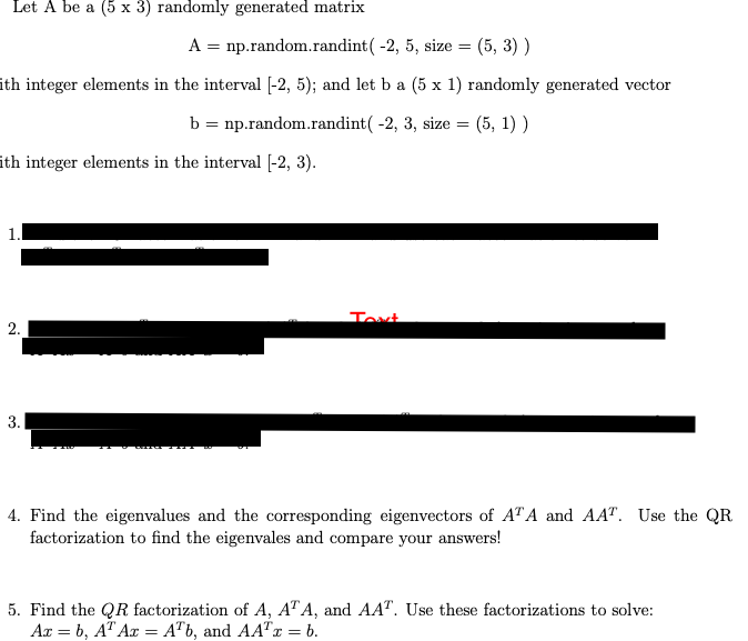  please help with # 4 using python language Let A be